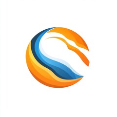 Poster - Vibrant abstract logo design featuring flowing waves in orange and blue hues.