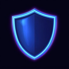 Poster - A glowing blue shield icon with neon borders on a dark background, symbolizing protection and security.
