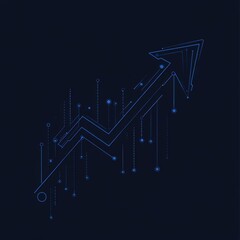 Poster - Dynamic blue digital arrow representing growth and technology on a dark background.
