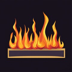 Poster - Vibrant stylized flames in orange and yellow with a contrasting dark background, creating a striking visual.