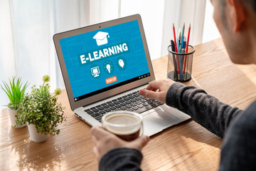 Poster - e-learning website with modish sofware for student to study online on the internet network