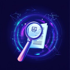 Poster - A digital magnifying glass hovering over a document, symbolizing scrutiny and analysis in a modern context.