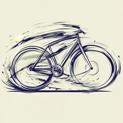 Poster - Dynamic monochrome sketch of a bicycle in motion, capturing speed and energy.