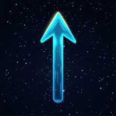 Poster - A glowing blue arrow pointing upward against a starry black background.