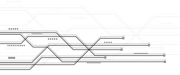 Fototapete - Vectors White Abstract geometric dots and lines connection circuit concept.