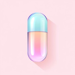 Poster - Stylish translucent capsule, featuring a gradient of pink and blue tones, set against a soft pastel background.