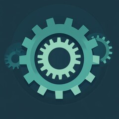 Poster - A collection of interlocking gears on a dark background, symbolizing engineering and mechanics.