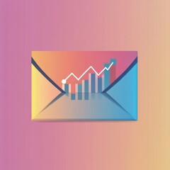 Poster - Graphic of an envelope with a growing graph symbolizing communication in business analytics.