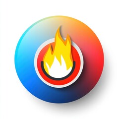 Poster - A vibrant, circular logo with stylized flames against a colorful gradient background.