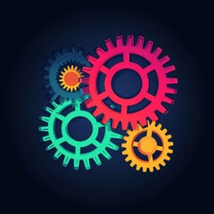 Poster - Colorful gears in vibrant hues, representing innovation and teamwork.