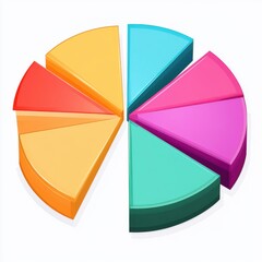 Poster - A colorful 3D pie chart displaying various segments in vibrant shades of blue, orange, yellow, green, and pink.