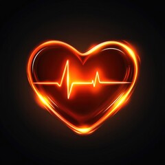 Poster - Glowing heart shape with an electrocardiogram line, symbolizing vitality and passion.