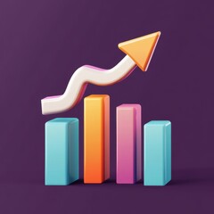 Poster - Colorful 3D bar graph with an upward arrow symbolizing growth and success.