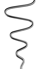 Poster - Metallic squiggle line roadmap 3D shape isolated. Futuristic chrome wriggling wavy line banner, abstract plan steps, path, route