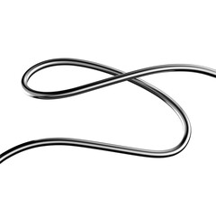 Poster - Metallic squiggle line shape isolated. Futuristic metal tangled line design element, abstract metal curve 3d rendering