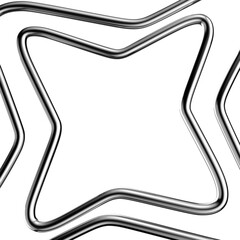 Poster - Metallic line frame 3D shape isolated. Futuristic chrome wavy line border, abstract bent curve