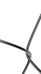 Poster - Metallic squiggle line 3D shape isolated. Futuristic chrome metal barbed wire element, tangled line