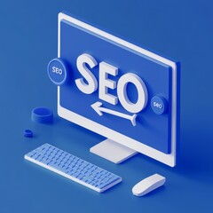 Leinwandbilder - SEO Strategy on a Modern Computer Setup: A Visual Representation of Search Engine Optimization Process