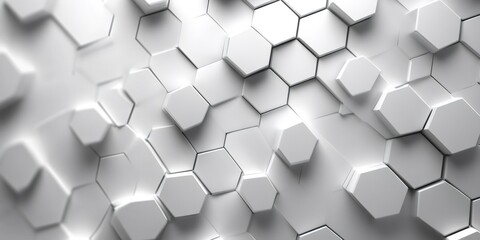 Poster - White hexagonal honeycomb pattern forming abstract futuristic background
