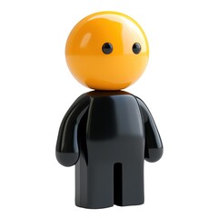 Aufkleber - Minimalist 3d avatar character Person faceless icon standing, orange head contrasting black body, transparent backdrop highlighting graphic design potential