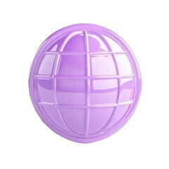 Poster - 3d Glossy purple speech bubble showing world map icon isolated on transparent background, perfect for global communication concept