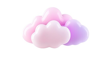 Fototapete - 3d pink glossy cloud is floating on a transparent background, creating a dreamy and surreal atmosphere