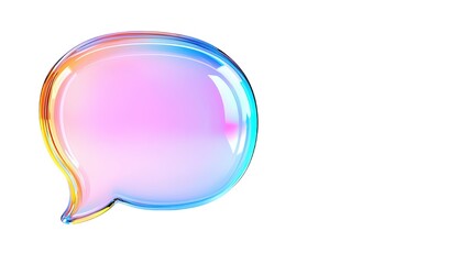 Aufkleber - 3d Light blue glossy speech bubble floating on a transparent background, symbolizing communication, message, and online chat