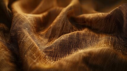 Poster - Close up view of a detailed woven textile showcasing rich earthy tones. The fabric features interwoven fibers that create a soft and inviting texture enhancing any space.