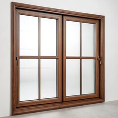 Sticker - Large Brown Framed Window Showcases Natural Light Indoors. Generative AI