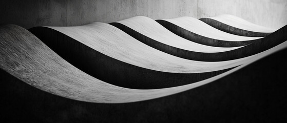 Poster - Abstract minimalism with monochromatic theme, featuring smooth, flowing curves in modern architectural design