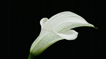 Poster - white lily flower with intricate vein details on dark background