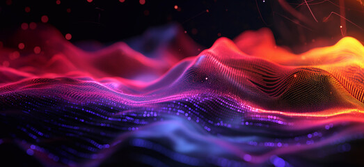 Wall Mural - abstract background, a colorful wave pattern forming from a grid of particles, a visually appealing 