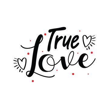 True Love Lettering Vector Design.