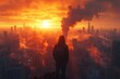 © Oleksandr - Impact of urban pollution on sunset view with silhouette against smoky skyline