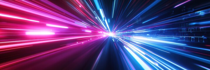 Poster - Dynamic abstract graphic layout with vibrant light trails for advertising