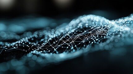 Poster - Blue background with a close-up illustration of molecular structure