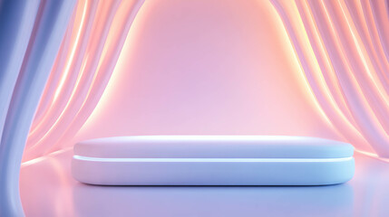 Poster - Minimalist white podium with soft ambient light for modern design