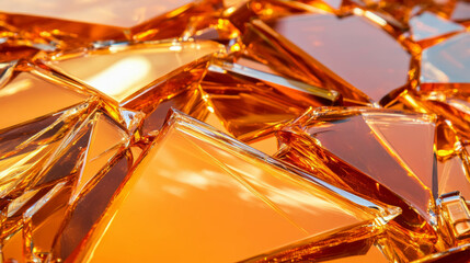 Poster - Abstract amber broken glass background with mirrored fragments for modern design
