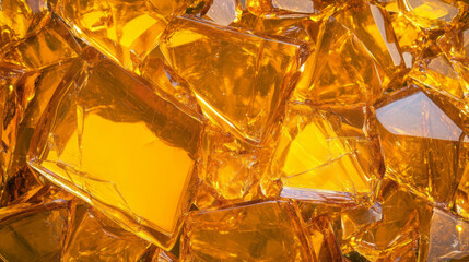 Poster - Abstract amber broken glass with mirrored fragments - design for background or decoration