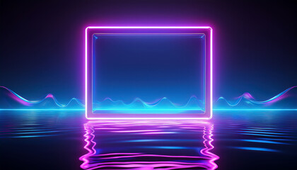 Aufkleber - Ultraviolet neon square on liquid surface. Stunning geometric shape with holographic gradients