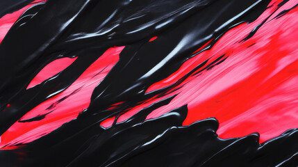 Poster - Abstract black ink blot with red outline on canvas
