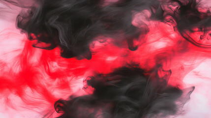Fototapete - Abstract background with black ink blot and red outline for creative design