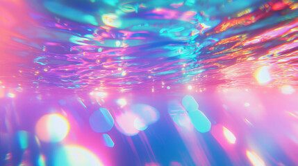 Poster - Dreamy blurred underwater scene with colorful light for artistic design and decor