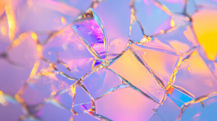 Poster - Abstract art of shattered glass with vivid colorful oil slick for creative design