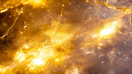 Poster - Shimmering golden background with broken glass and dust particles