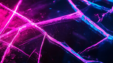 Poster - Vibrant neon crackled glass background for modern digital design
