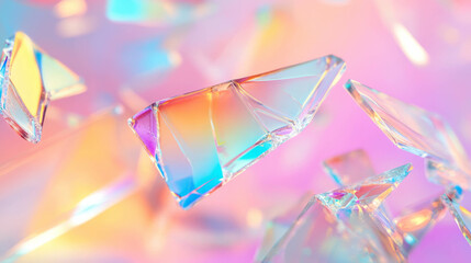 Poster - Vibrant rainbow fragments on shattered glass background for creative design