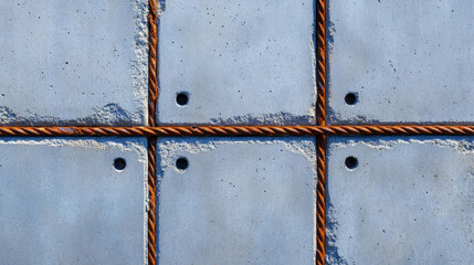 Poster - Industrial concrete texture with cracks and rebar design for architecture and construction uses