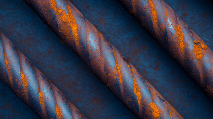 Poster - Textured background with cracked concrete and rusted rebar for industrial design