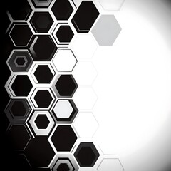 Wall Mural - black white hexagon arrangement dynamic layout geometric pattern background abstract design element